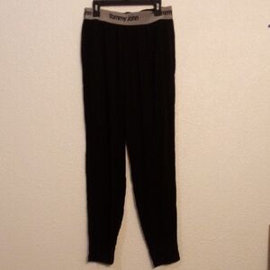 Tommy John Black Ribbed Thermal Long Johns with Gray Waistband